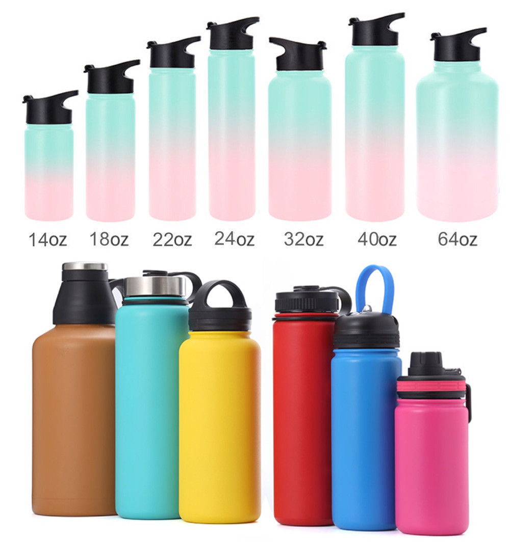 Double Wall Custom Color Sport Water Bottle Vacuum Flask Bottles Stainless Steel Beer Growler Metal Water Bottle 1 Liter