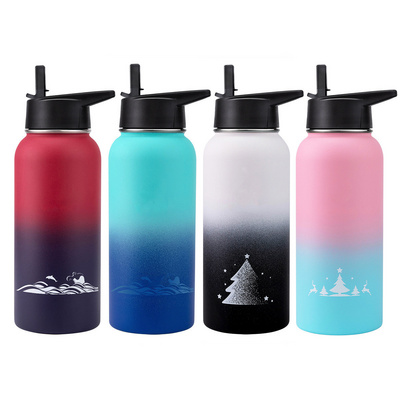 Double Wall Custom Color Sport Water Bottle Vacuum Flask Bottles Stainless Steel Beer Growler Metal Water Bottle 1 Liter