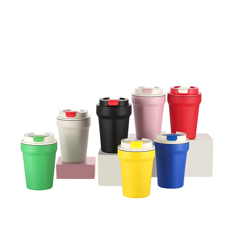 300ml 360ml 470ml portable colorful logo optional lids stainless steel insulated custom coffee cup with lid