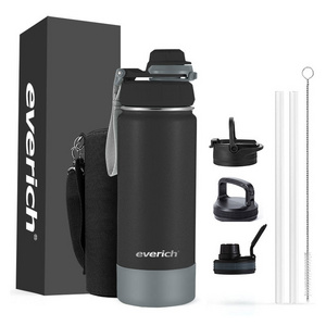 32oz Double Wall Wide Mouth Drinking Flasks Stainless Steel Water Bottle with Straw Sports Bottle with Lid