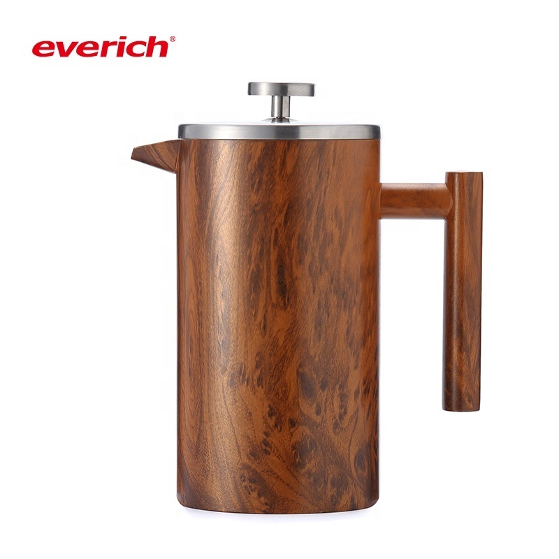 Portable EVERICH Travel French Press Coffee Kettle And Tea Maker Double Wall Stainless Steel Coffee Pot And Pitcher