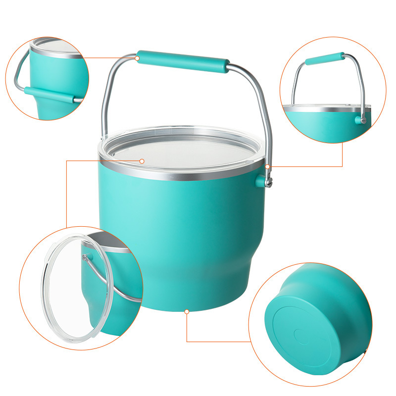 Double Wall Large Capacity Vacuum Insulated Stainless Steel Ice Bucket with Lid,  Keep Ice Colder Longer Barware Accessories