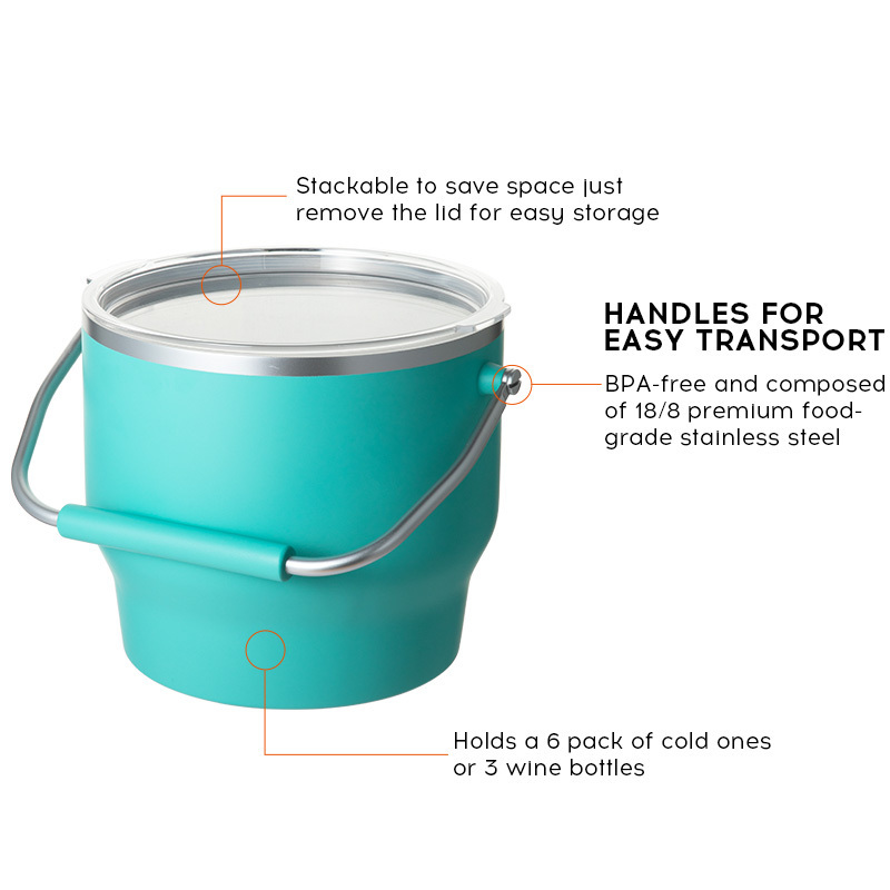 Double Wall Large Capacity Vacuum Insulated Stainless Steel Ice Bucket with Lid,  Keep Ice Colder Longer Barware Accessories