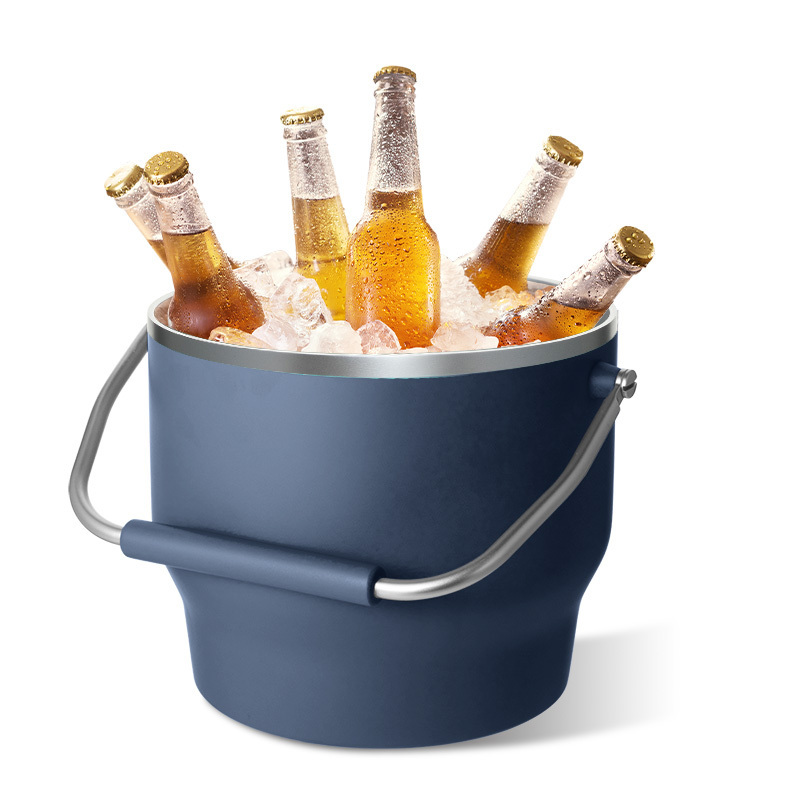 Double Wall Large Capacity Vacuum Insulated Stainless Steel Ice Bucket with Lid,  Keep Ice Colder Longer Barware Accessories