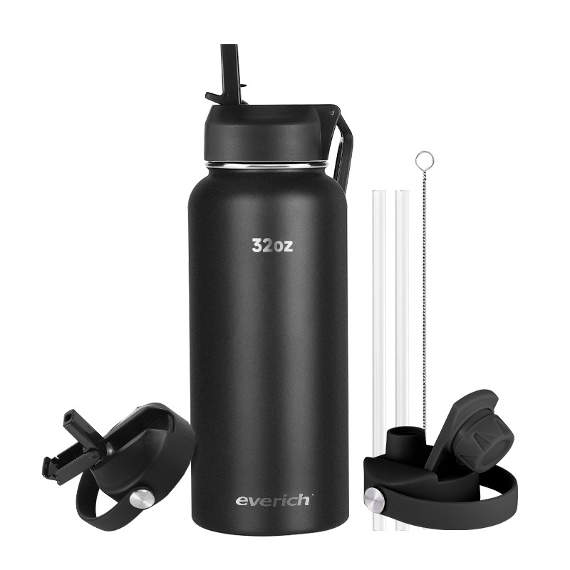 GYM outdoor 32oz 40oz Double Wall Vacuum Insulated Sport Stainless Steel Water Bottle lid With OEM Custom Handle Lids