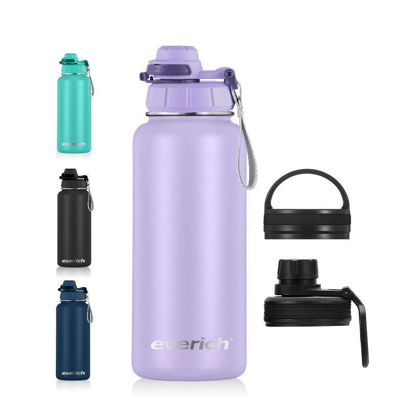 Sport 12oz 32oz 40oz 64oz Straw Lid Vacuum Insulated Double Walled Stainless Steel Water Bottle Black