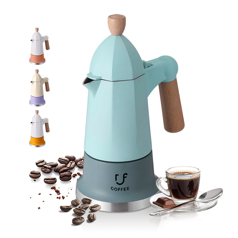 Custom logo handmade coffee tools aluminium stovetop moka pot 1 cups 3 cups espresso coffee maker