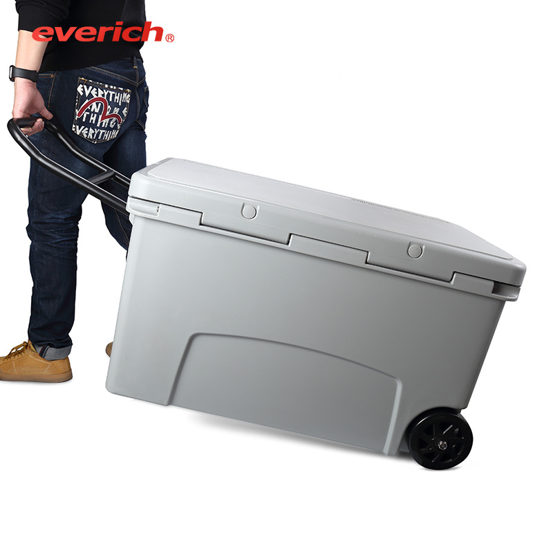 Ice Cooler Box with Lock & Wheel Hard Can Coolers Keep Food Fresh Perfect for Fishing Boating