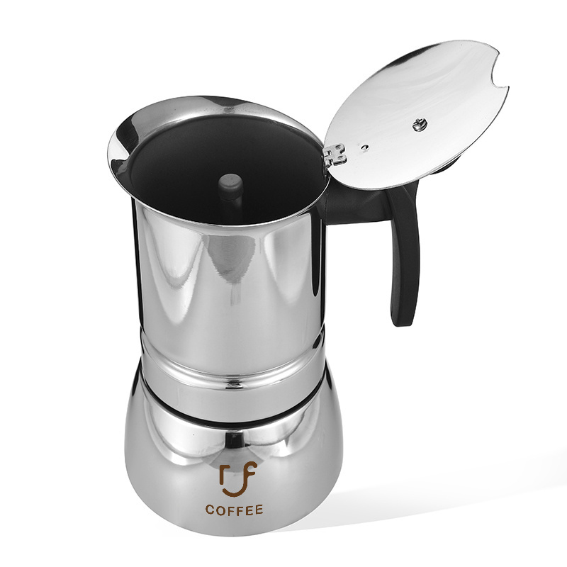 2 Espresso Cup 304 Stainless Steel Stovetop Espresso Coffee Maker Moka Pot with Portable Handle