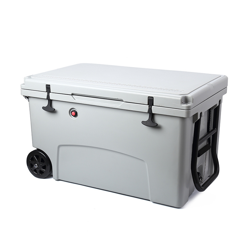 Ice Cooler Box with Lock & Wheel Hard Can Coolers Keep Food Fresh Perfect for Fishing Boating