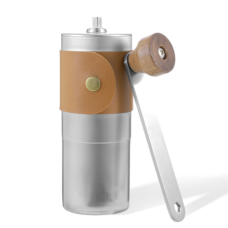 Adjustable Stainless steel Manual Coffee Grinder Mini Portable Coffee Bean Grinder With Wooden Hand