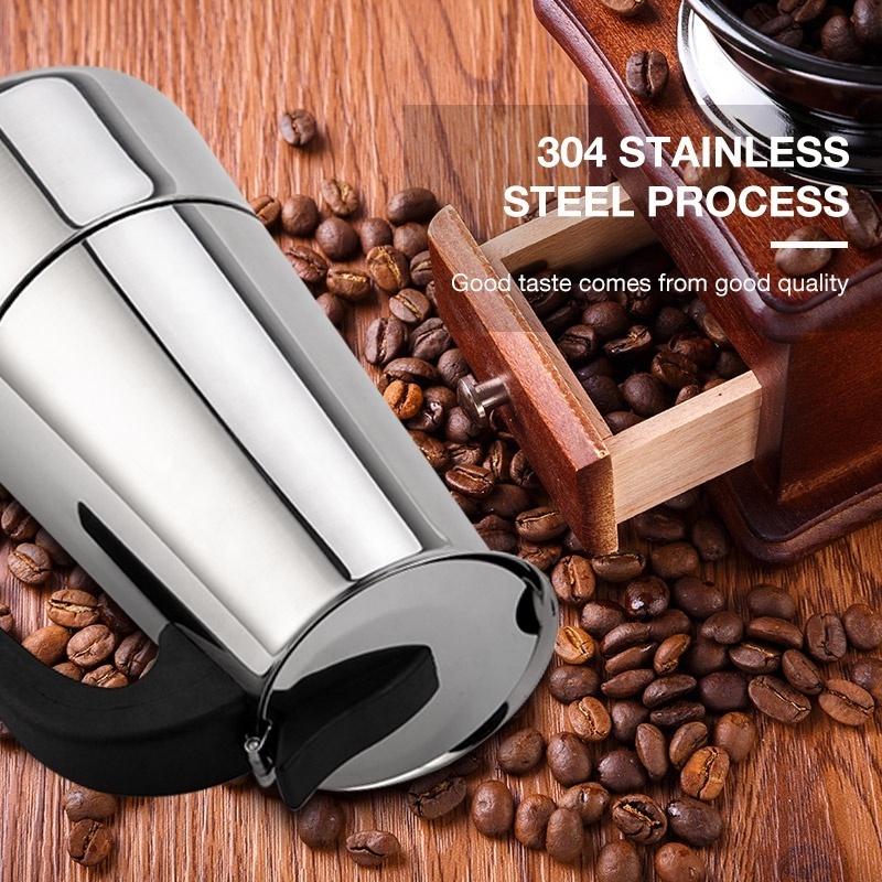 Stainless Steel Top Italian Moka Latte Espresso Portable Coffee Maker Stovetop Filter Coffee Pots Percolator