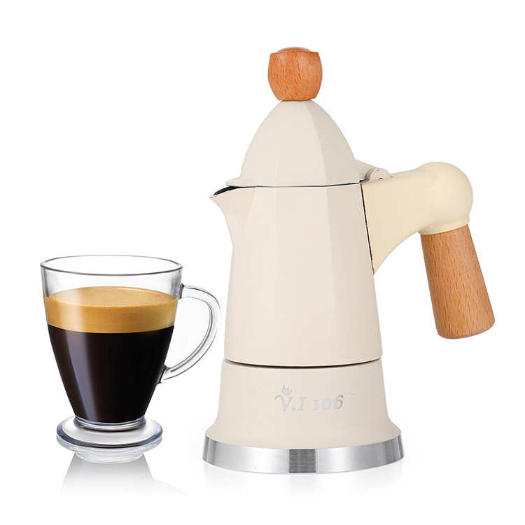 1 Cup 3 Cups 6 Cups Cuban Coffee Maker Percolator Stovetop Cute Mini Aluminum Moka Pot with Custom Logo