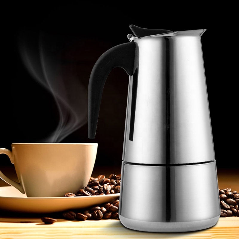 Stainless Steel Top Italian Moka Latte Espresso Portable Coffee Maker Stovetop Filter Coffee Pots Percolator