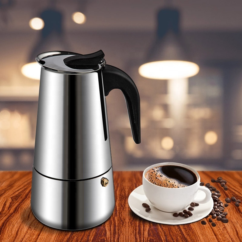 Stainless Steel Top Italian Moka Latte Espresso Portable Coffee Maker Stovetop Filter Coffee Pots Percolator