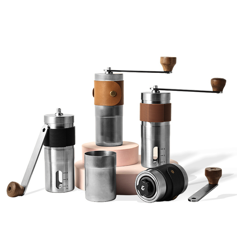 Adjustable Stainless steel Manual Coffee Grinder Mini Portable Coffee Bean Grinder With Wooden Hand