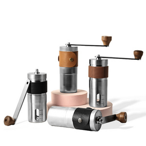 Adjustable Stainless steel Manual Coffee Grinder Mini Portable Coffee Bean Grinder With Wooden Hand