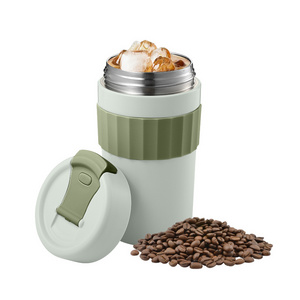 2024 Hot sales 304 stainless Steel Coffee Mugs Leak Proof 350ml Small Travel Mug Portable with Non-Slip Silicone Sleeve