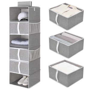 Wholesale Wardrobe 6-Shelf Clothes Towels Closet Shelves Hanging Closet Organizer with 3 Drawers