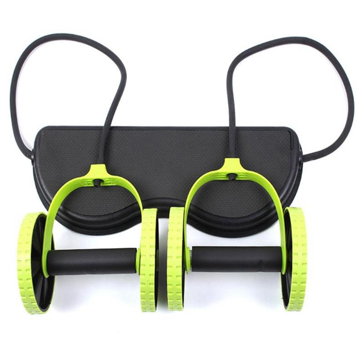 Professional Fitness Gym Waist Slimming Trainer Exercise Workout Equipment Double Abdominal Wheel Roller