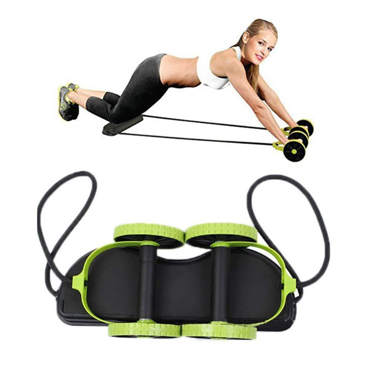 Professional Fitness Gym Waist Slimming Trainer Exercise Workout Equipment Double Abdominal Wheel Roller