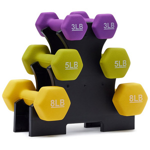 Customized Neoprene Coated Vinyl Dumbbell Set Gym Dumbbell with Rack