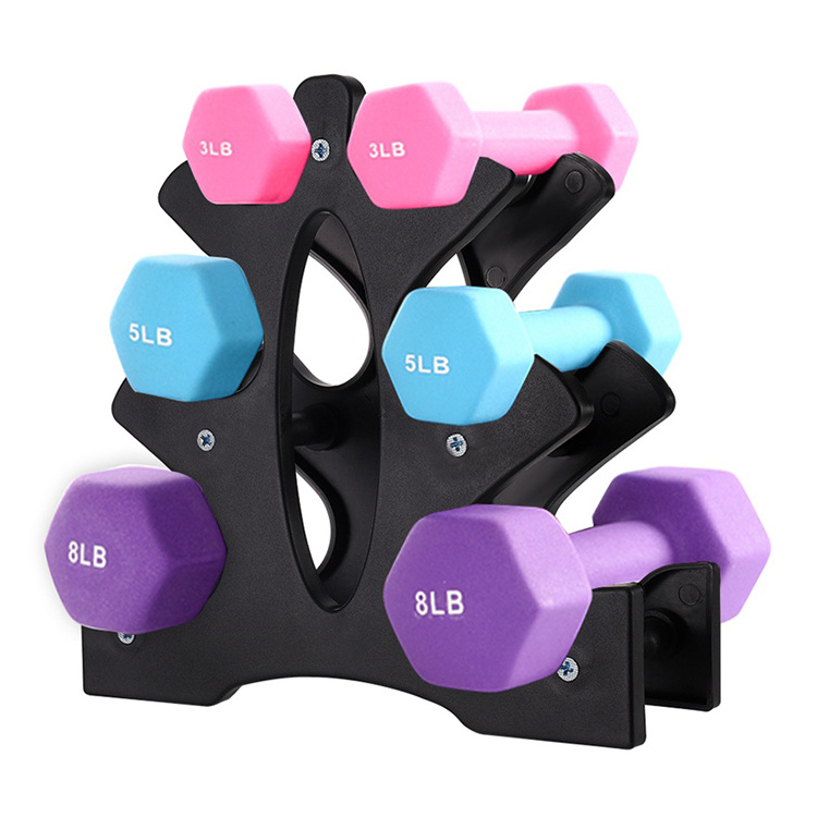 Home Office Exercise Accessoires 3 Tier Dumbbells Weights Handle Stand Small Plastic Holder Dumbbell Rack Stand