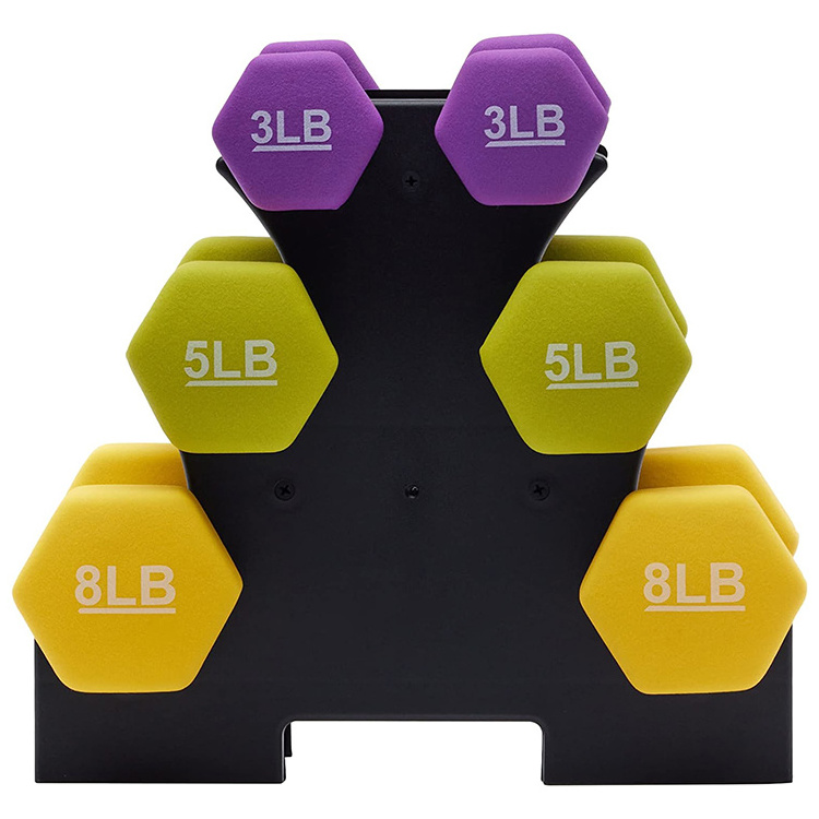 Customized Neoprene Coated Vinyl Dumbbell Set Gym Dumbbell with Rack