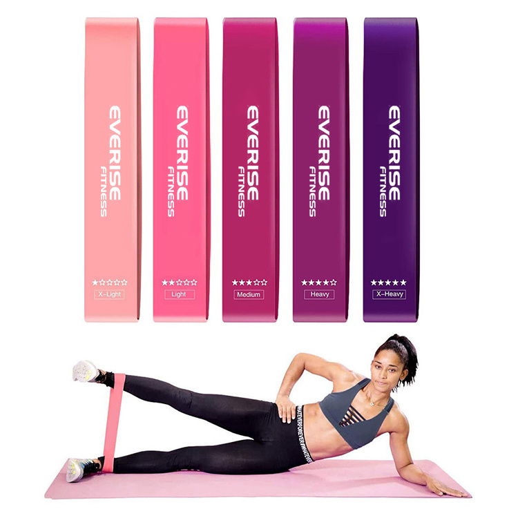 Sports Pilates Expander Fitness Gum Gym Workout Equipment 5 Level Yoga Pink Exercise Latex Mini Loop Resistance Band