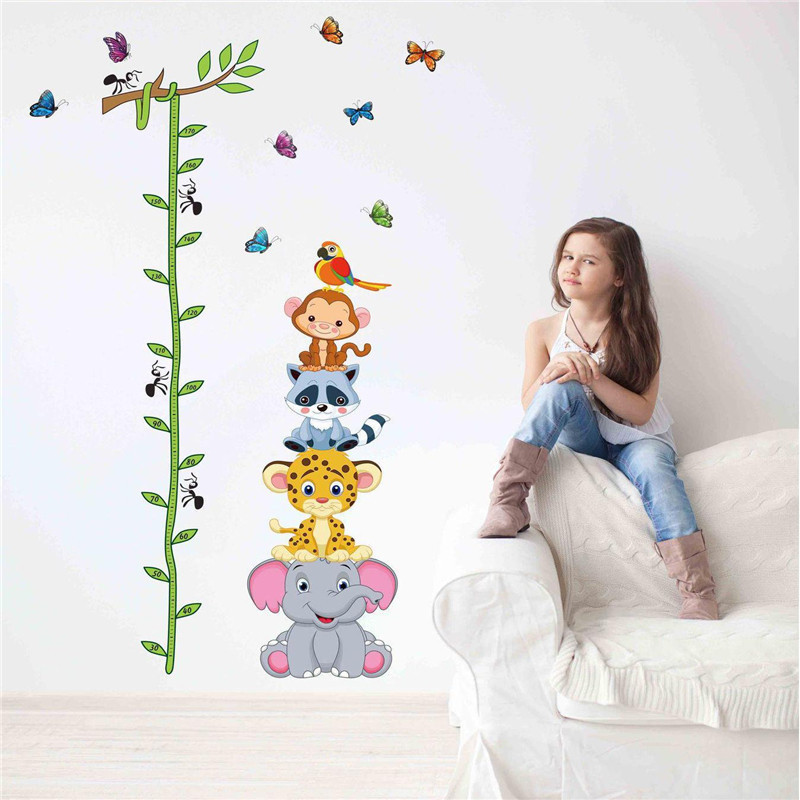 Animal Wall Stickers Tree Elephant Giraffe Lion Wall Nursery Sticker Wall Decor For Kids Baby Playroom Bedroom Living