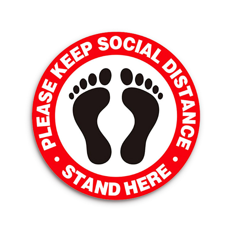 Custom Design Keep Social Distance Safety Sign Warning Floor Sticker Decals Line Up