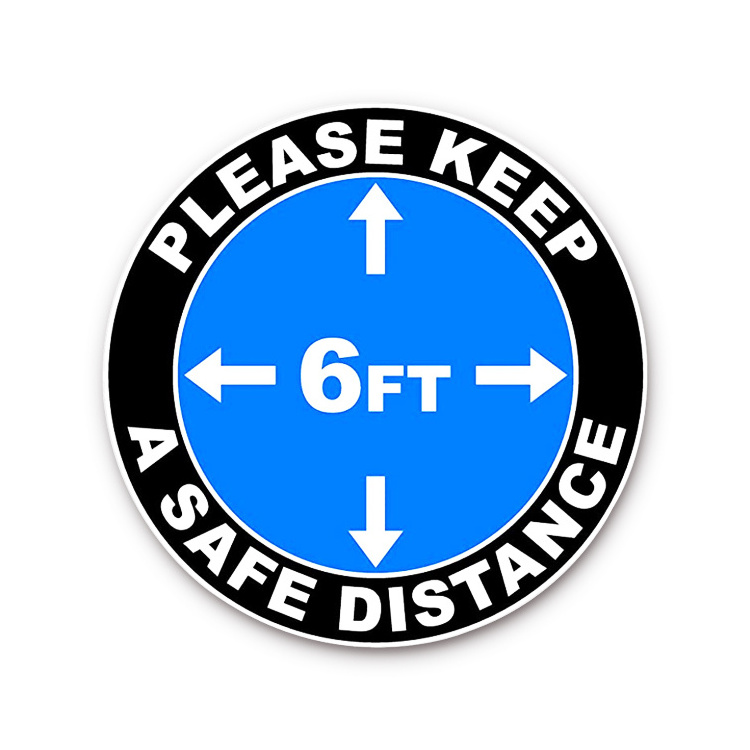 Custom Design Keep Social Distance Safety Sign Warning Floor Sticker Decals Line Up