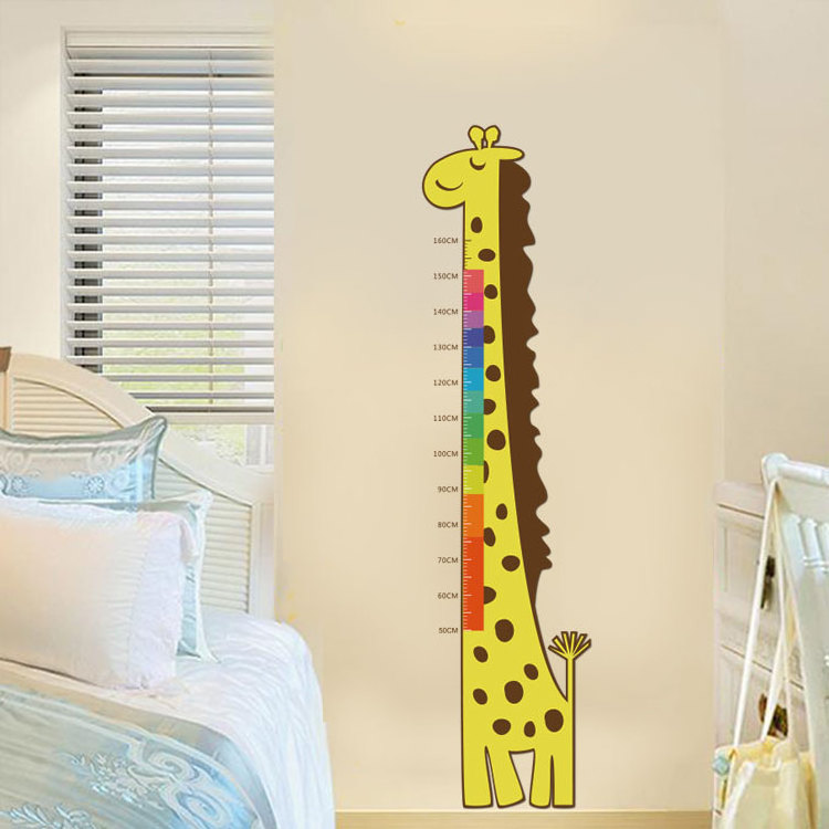 Stickers Cute Acrylic Animal Wall Sticker Giraffe Height Growth Chart For Kids Bedroom Decoration