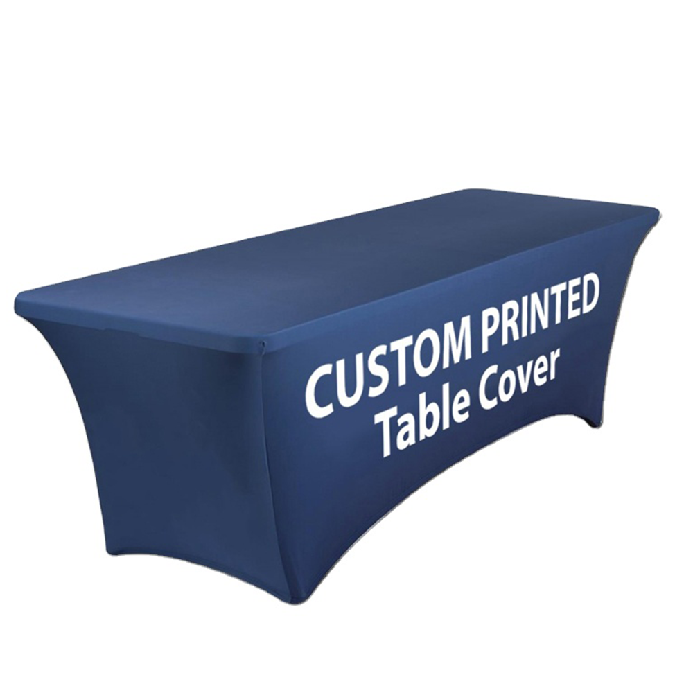 Table Cloth Table Cover Waterproof Fitted Stretch Sublimation Printed Logo Trade Show Spandex Customized 100% Polyester Square