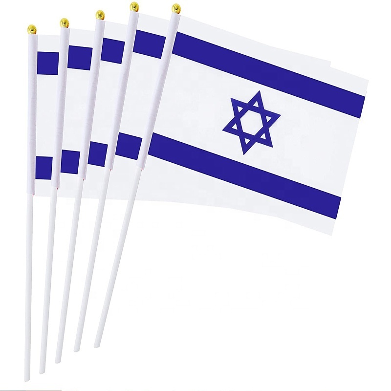 Hot Sale Israel Hand Waving Flag Mini Israel Stick Flag 11.8x5.5 Inches