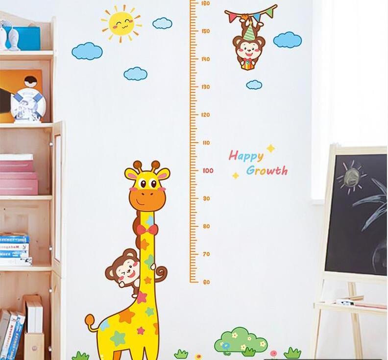 Little Monkeys Tree And Animals Height Kids Wall Stickers Wall Decals Peel And Removable Wall Stickers For Kids