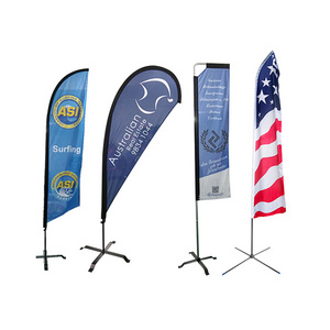 Custom Logo Printed Polyester Pole Teardrop Flex Flying Beach Feather Flag Outdoor Advertising Banner Stands