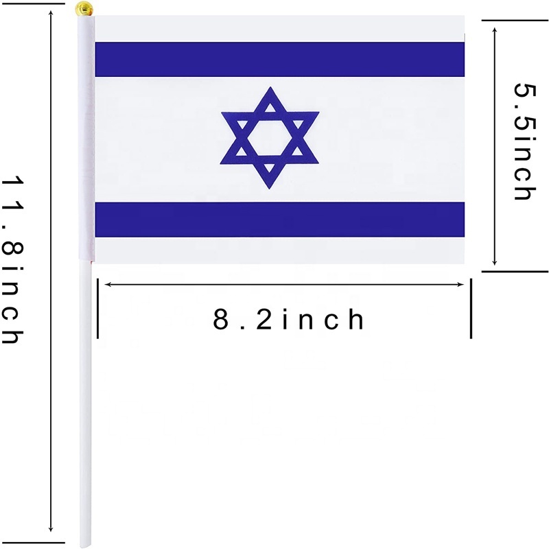 Hot Sale Israel Hand Waving Flag Mini Israel Stick Flag 11.8x5.5 Inches