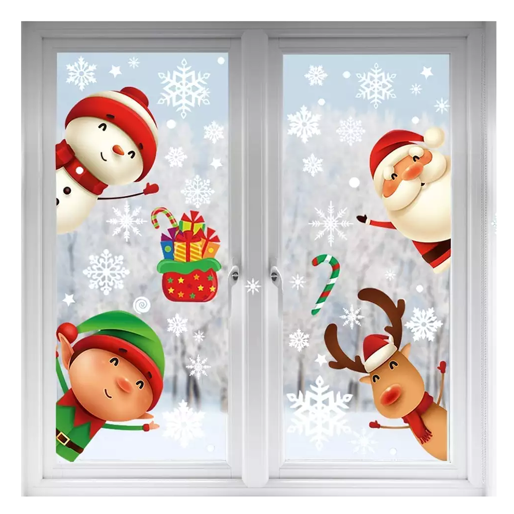 Custom Logo Printing New Year Holiday Merry Christmas Safety Glass Wall Sticker Decal For Windows