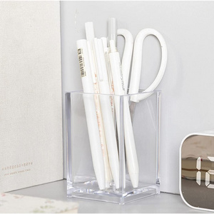 2 Piece Clear Acrylic Pen Holder Cup Makeup Brush Holder Acrylic Desktop Accessories