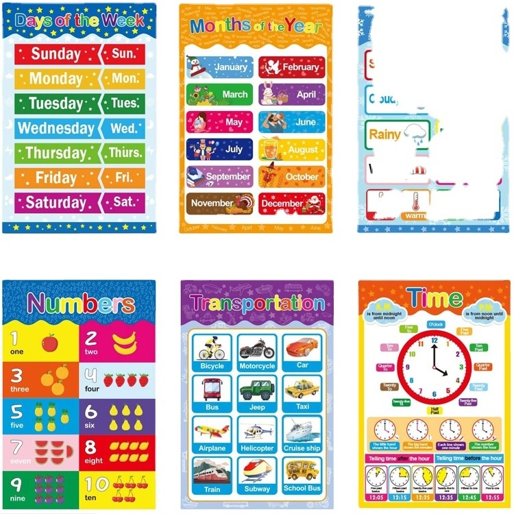 Educational Preschool Customized Design Poster With Glue Point Dot for Home School Kindergarten Classroom For Children