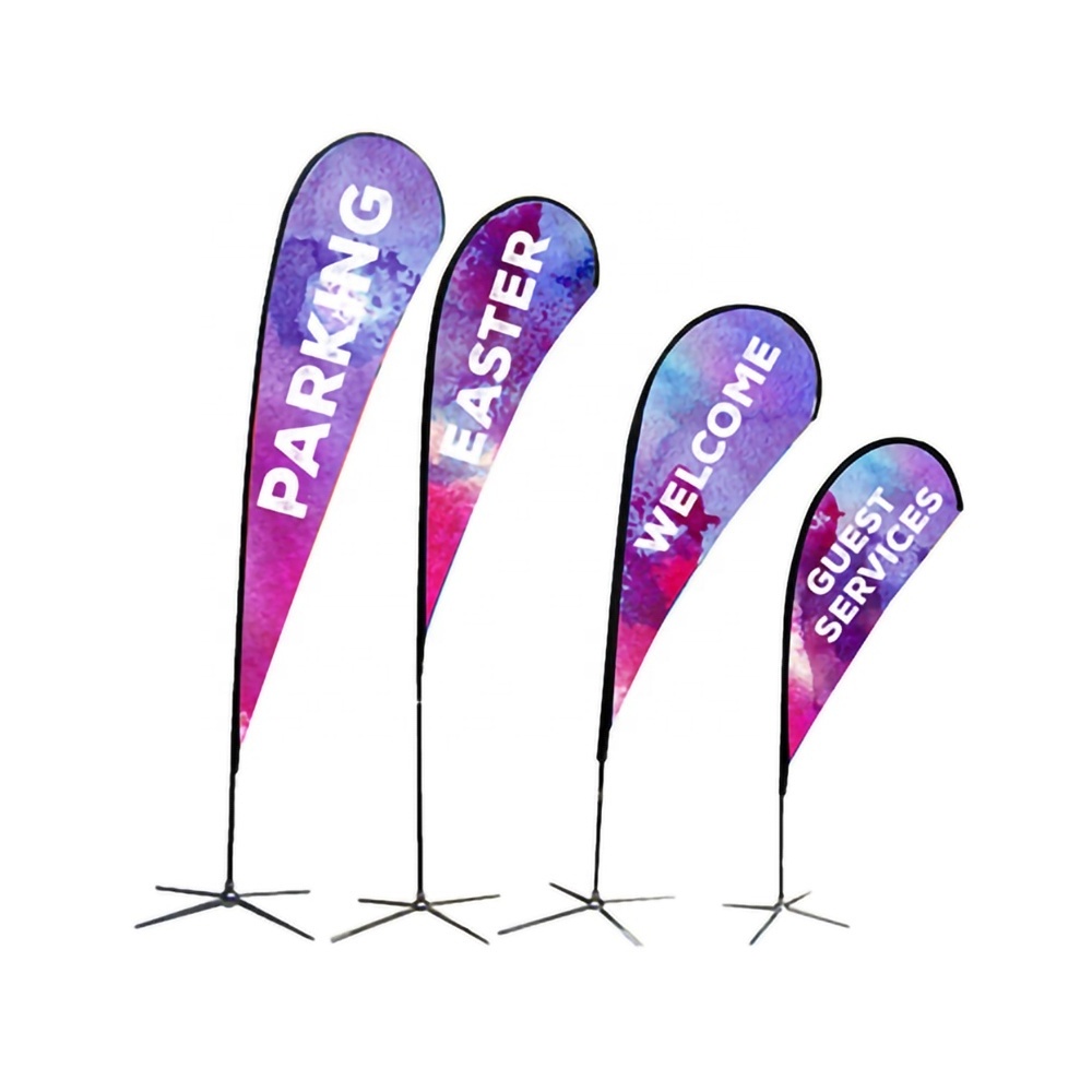 Custom Outdoor Trade Rectangle Feather Teardrop Stand Flags Beach Business Banners for Sublimation Printing