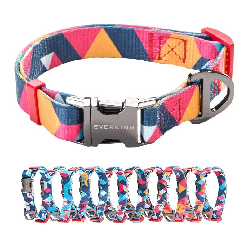 Reflective Pet Dog collar Hardware Breakaway Buckle Print Sublimation Custom Design Gradient Rainbow Dog Collar