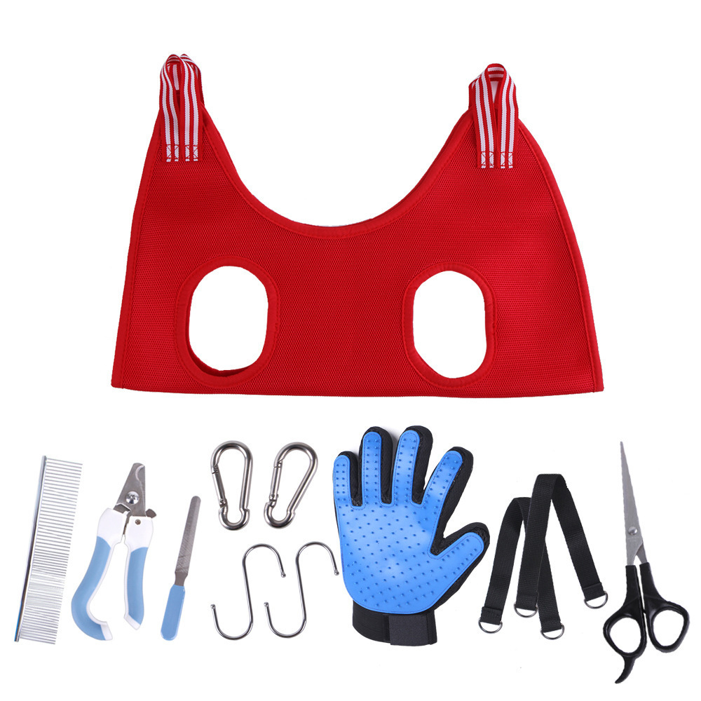 Custom Wholesale Pet Dog Grooming Kit Set Tool Glove Cat Pet Dog Grooming Hammock Pet Cleaning Grooming Products