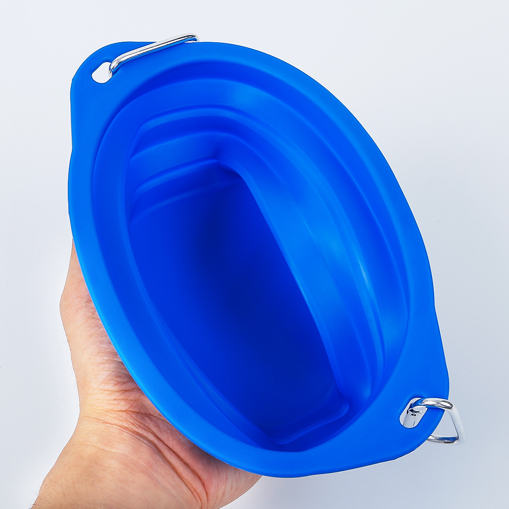 Feed Folded Silicone Dog Bowl with Carabiner Portable Outdoor Pet Bowl Wholesale