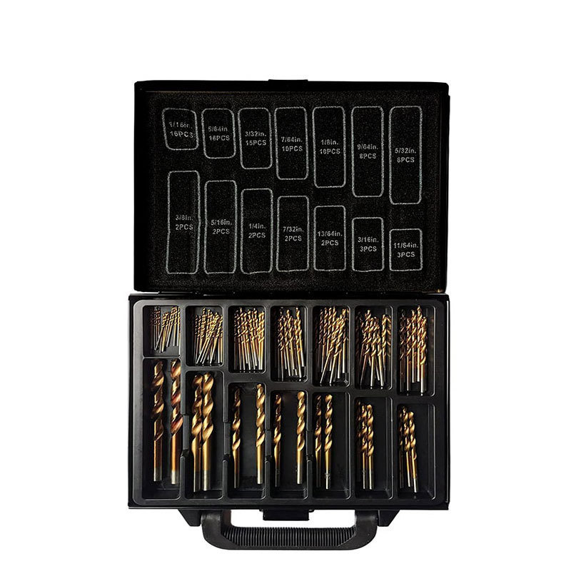 99 Pieces Inch Jobber Length Titanium HSS Drill Bit Set in Plastic Case For Metal Drilling