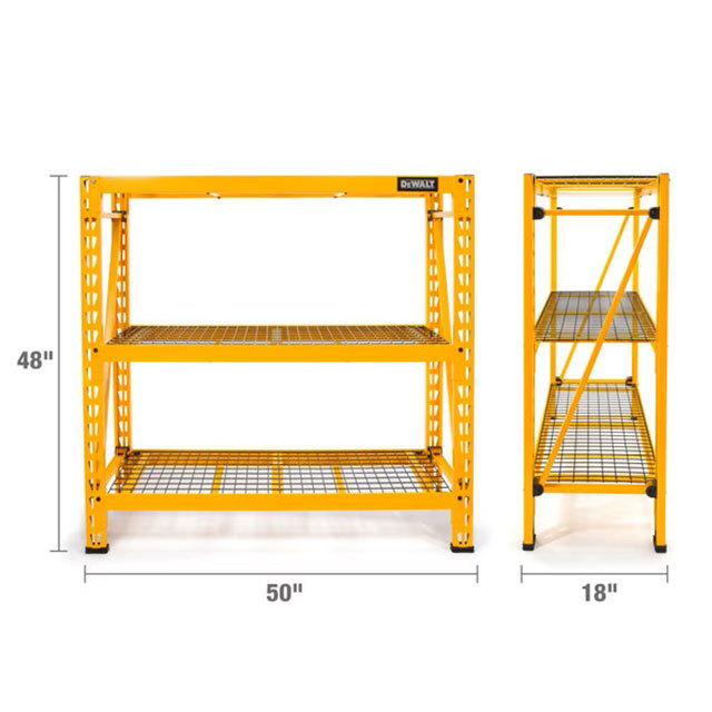 4-Foot Tall 3 Shelf Steel Wire Deck Industrial Storage Rack