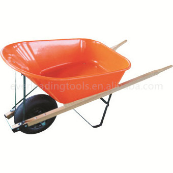 6 CU.FT. Wheelbarrow Manufacturer Plastic Tray Wood Handle