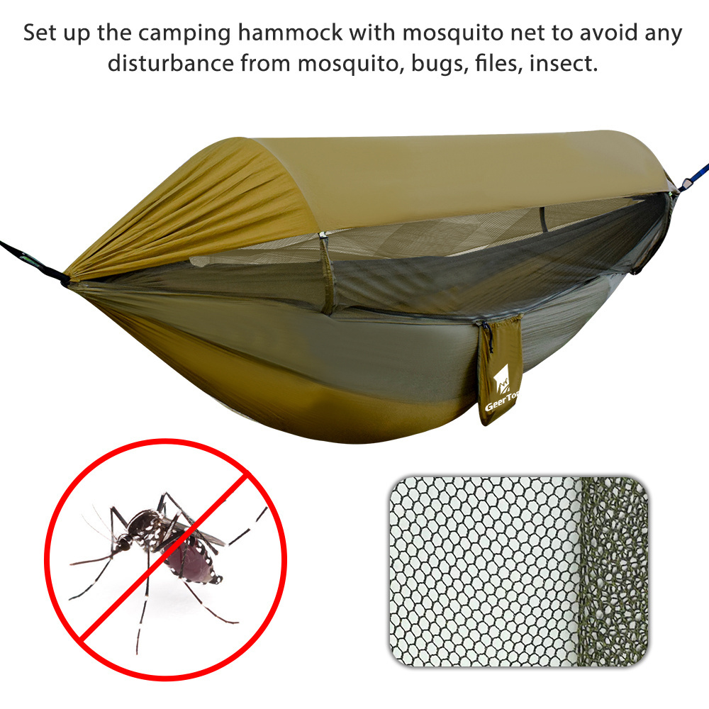 portable nylon parachute camping outdoors double sleeping tree hammock with mosquito net and tarp