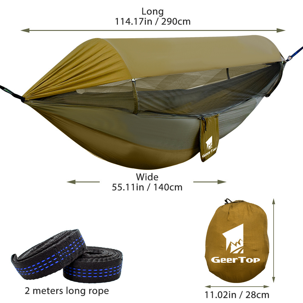 portable nylon parachute camping outdoors double sleeping tree hammock with mosquito net and tarp